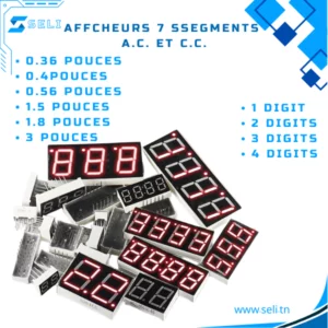 AFFICHEUR 7 SEGEMENTS ROUGE 0.36", 0.4",0.56", 1.5", 1.8" ET 3"   1/2/3/4 DIGITS