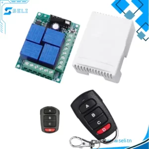 MODULE RECEPTEUR RELAIS RADIO 433MHZ 4 CH - ALIMENATION 12VDC +TELECOMMANDE