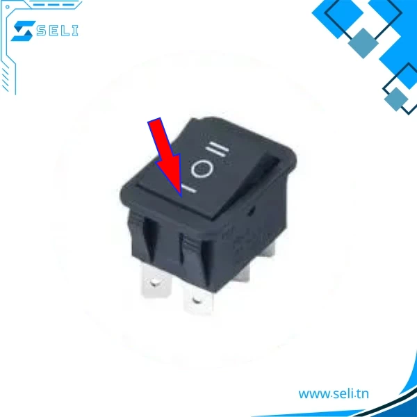 BOUTON POUSSOIR A BASCULE 3 POSITIONS 6 PINES 250VAC/15A – Image 2