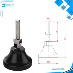 PIED EN PLASTIQUE M6 H63MM