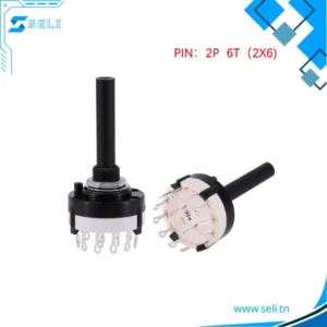 SELECTEUR 2 POLES 6 POSITIONS AXE LONG