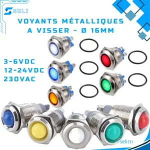 VOYANT MÉTALLIQUE ETANCHE 12-24DC 16MM