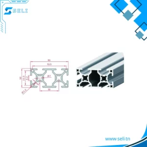 30x60 PROFILE ALUMINIUM INDUSTRIEL DK R8 - 3m
