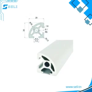 20x20 PROFILE ALUMINIUM INDUSTRIEL ARRONDI - 1m