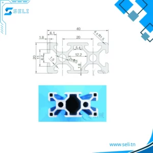 20x40 PROFILE ALUMINIUM INDUSTRIEL R6 - 1m
