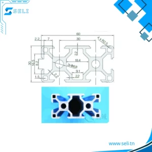 30x60 PROFILE ALUMINIUM INDUSTRIEL R8 - 1m