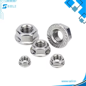 ECROU A BRIDE DENTELE HEXAGONALE INOX 304