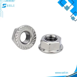ECROU A BRIDE DENTELE HEXAGONALE INOX 304 - M4