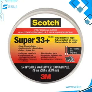 RUBAN SCOTCH 3M NOIR 33+ LARGEUR 19MM  L=20.1M