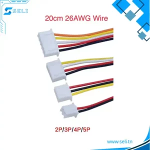 CONNECTEUR FEMELLE JST 2.54MM  AVEC FILS LONGUEUR =20 CM