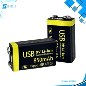 PILE LITHIUM 9V 6F22 RECHARGEABLE 850MA INTERFACE USB-C