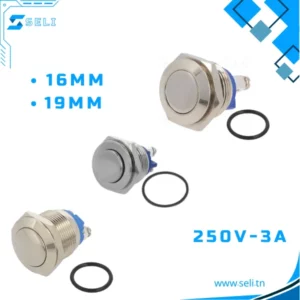 BOUTON POUSSOIR ANTI-VANDALISME, OFF-(ON), 3A/250VAC,SPDT