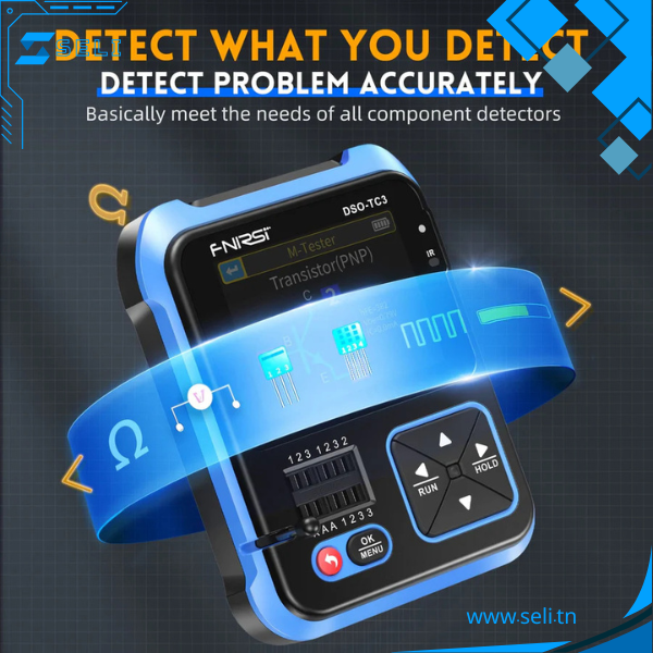 FNIRSI OSCILLOSCOPE PORTATIF 3 EN 1 DSO-TC3 GENERATEUR DE FONCTION ET TESTEUR DE COMPOSANTS – Image 3