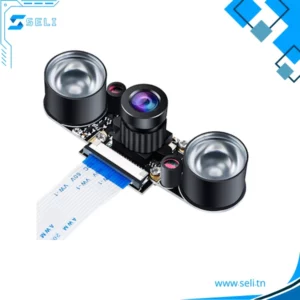 MODULE CAMERA INFRAROUGE 0V5647 POUR RPI i 4B/3B+/Zero/WH AVEC FOCUS REGLABLE VISION NUIT AVEC SUPPORT