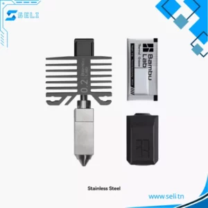 KIT TETE CHAUFFANTE BAMBU LAB ORIGINAL 0.2 MM EN ACIER INOXYDABLE COMPATIBLE AVEC LES IMPRIMANTES 3D P1S P1P X1C X1 CARBON