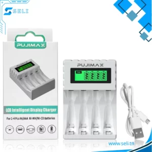 CHARGEUR INTELLIGENT PILE 1-4 AA/AAA NI-MH/NI-CD BATTERIE PUJIMAX AVEC AFFICHEUR