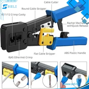 3 EN 1 PINCE A SERTIR A TETE CRISTAL RJ45 TRAVERSANTE